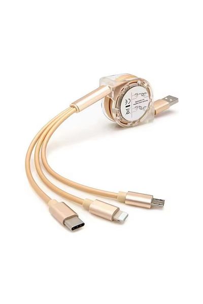 Choice 1.2m Scalable 3 In 1 Suitable For Iphone Type-c 3 In 1 Telescopic One To Three Mobile Charging Cable