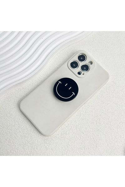 Choice Black 1pc Socket Talk Tok Grip Cute Happy Face Phone Holder Foldable Desktop Abs Stand Mobile Grip M