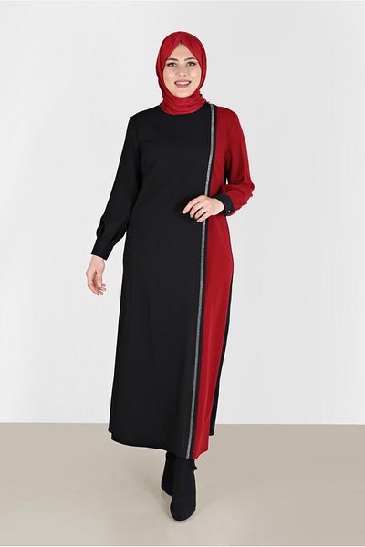 TRENDTESETTÜR Women's Red Stripe Detail Dress - t 20193