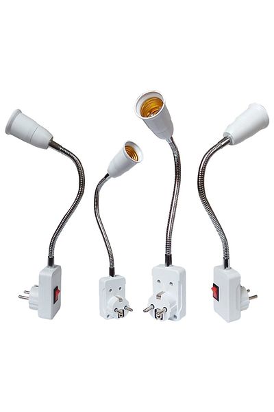 Choice Eu Plug 20cm Eu Us Plug To E27 Lamp Holder Light Bulb Socket With Switch Flexible Lamp Base Conversi