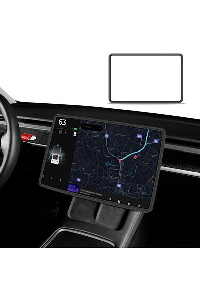 ZUIMI Black For Tesla Model 3 / Y Silicone Protective Frame Edge Cover Central Control Display Navigation