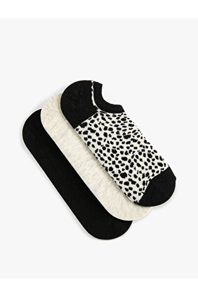Koton Set de 3 șosete invizibile cu model leopard