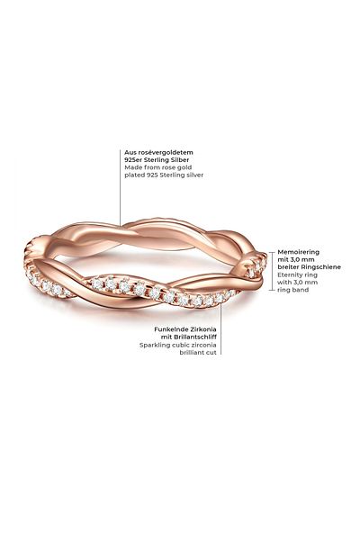 Trilani Silberring Yüzük Sterling Silber rosegold Zirkonya weiß
