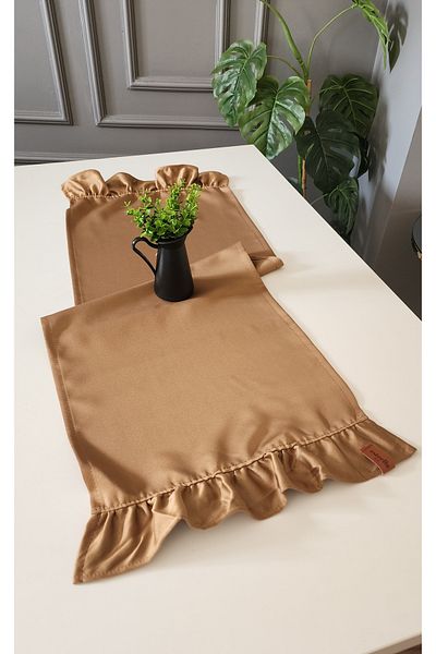 estrella paris Cemre Runner - 2-Edge Ruffle Vintage Cover Camel 40X110 K