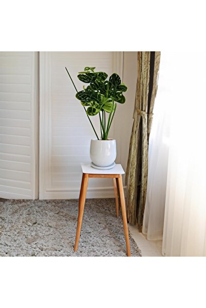 Evdek Tabaklı Armut Beyaz Çömlek Saksı 24x20 Cm