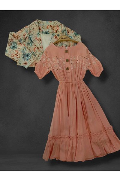Elayza Rochie de sărbători cu broderie și nasturi, cu jachetă, pentru fete 2342/2343