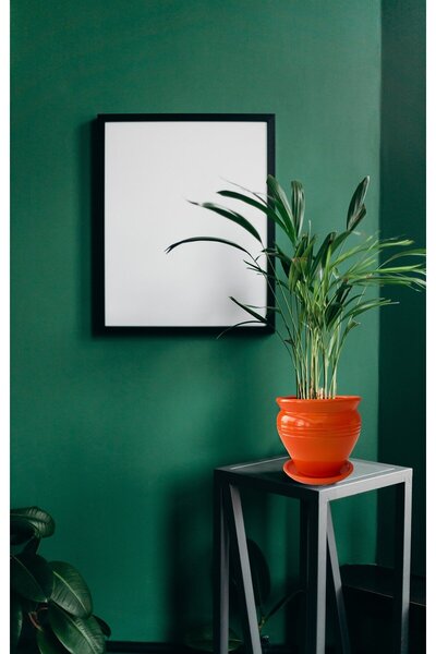 Evdek Tabaklı Klasik Turuncu Çömlek Saksı 19x19 Cm