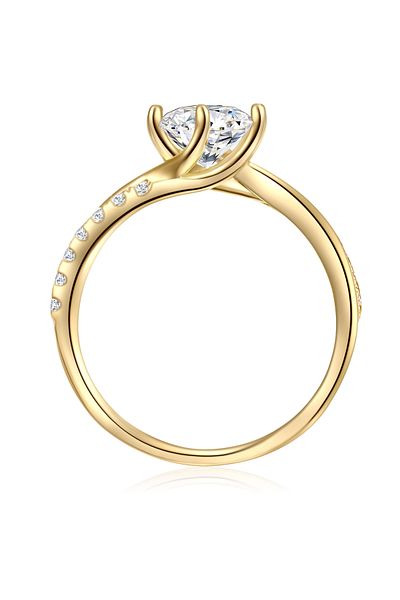 Trilani Silberring Ring Sterling Silber gelbgold Zirkonia weiß