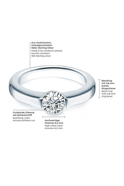 Trilani Silberring Ring Sterling Silber Zirkonia weiß