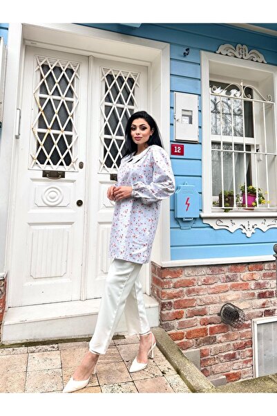 KÜÇÜĞÜM BUTİK Tunica pentru guler pentru bebelusi din poplin - Floare Rosie Claret Albastra