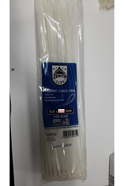 ZENİTH KABLO BAĞI CIRT KELEPÇE KALIN MODEL 8.0 MM X 650 MM 1 PAKET 100 ADET GÖNDERİLİR