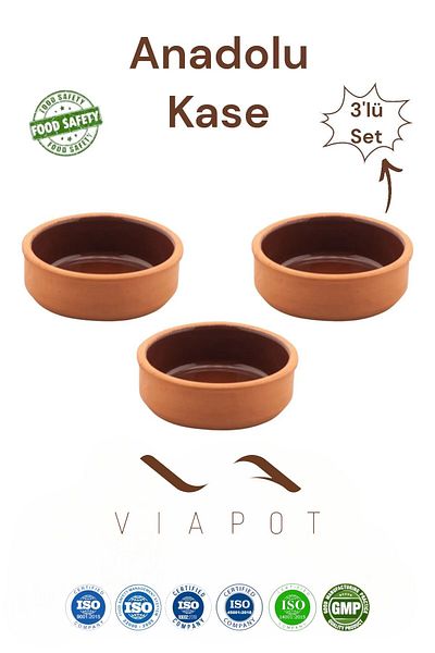 Viapot Anatolian Rice Pudding Bowl Stew Glazed Inside 3 Pieces 11,5X4Cm 200ml - Brown