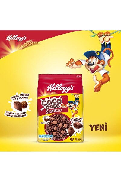 Kellogg's Coco Pops Çokofills Kakaolu Krema Dolgulu Tahıl Gevreği 310 Gr, Kahvaltılık Gevrek, Mısır Gevreği