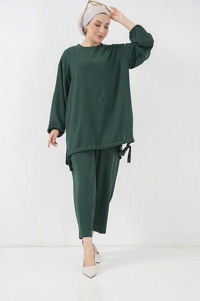 Bigdart 6682 Комплект изумрудено зелена туника и панталон