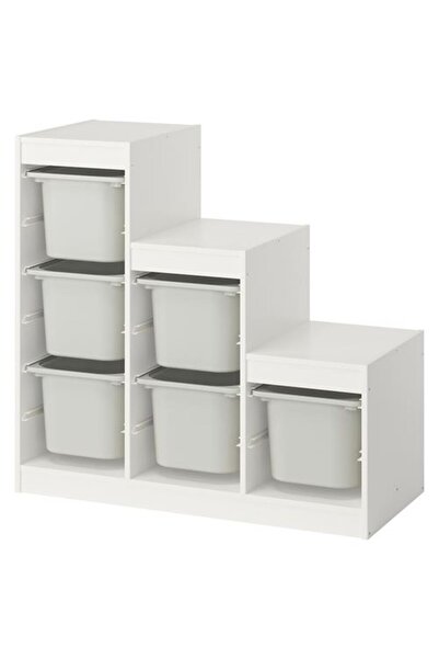IKEA TROFAST, saklama ünitesi, beyaz-gri, 99x44x94 cm