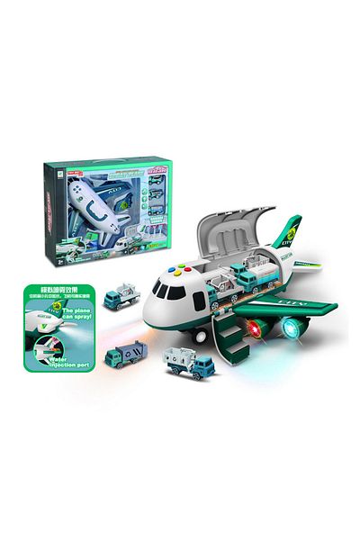 Fab N Funky Transforming City Airplane Playset - 7 Pcs, Hand-Eye Coordination Development, Ages 3+