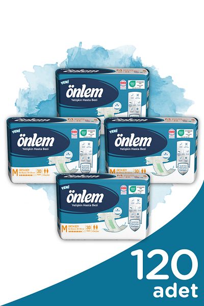 ÖNLEM Adult Patient Diapers Medium Size (Medium) 30 Pieces X 4 Pieces