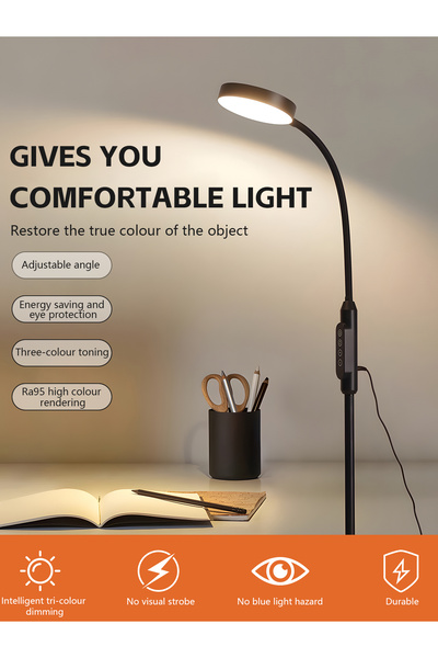 COOYA مصباح أرضي LED بسيط للعناية بالعين، تعتيم باللمس، سطوع قابل للتعديل، إضاءة متعددة الألوان، 12 وات