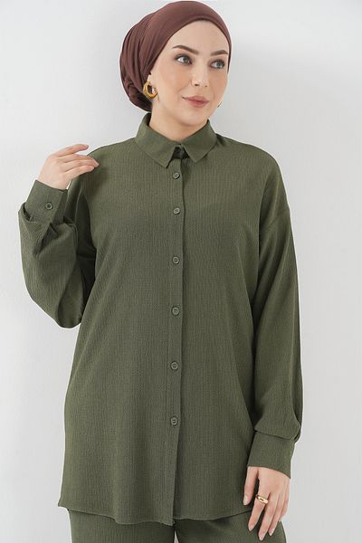 Bigdart T5858 Model Dzianinowy Hidżab Zestaw Dwóch - Kolor Khaki