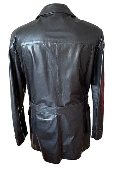 asus deri Proxima - Men's Black Genuine Leather Trench Coat