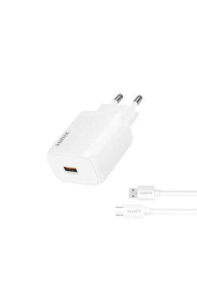 Sunix Qualcomm 3.0 Usb-a Girişli Hızlı Type-c Şarj Aleti Seti Beyaz S-30