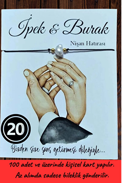 Emtory Home 20 Adet Kişiye Özel Isimli Şans Bilekliği Söz, Bride, Kına Hediye...