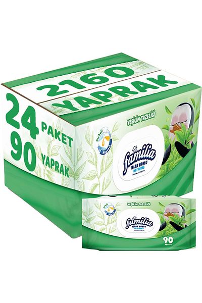 Familia Wet Towel Wipes Freshness of Green 90 Sheets Set of 24 with Plastic Cover 2160 Sheets