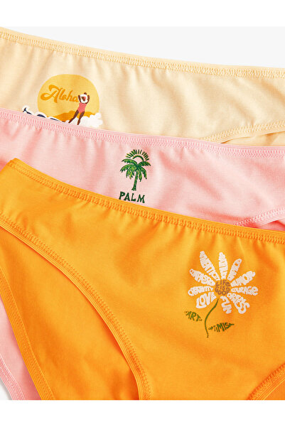 Koton Basic Brief Külot 3'lü Paket Baskılı Pamuklu