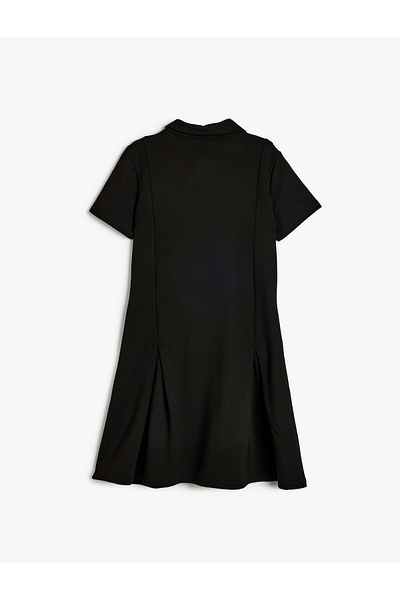 Koton Shirt Neck Dress Short Sleeve Zipper Closure Viscose Fabric