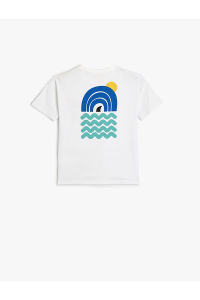 Koton Summer Cotton T-shirt - Themed Print and Short Sleeve