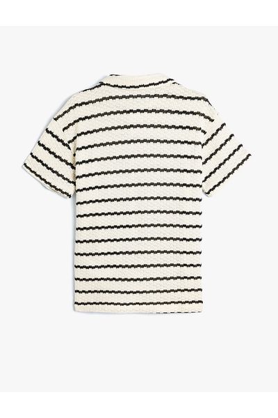 Koton Short Sleeve Shirt with Openwork - Button Design