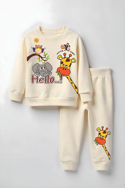 MYADA Unisex Hello Cute Animals Printed Bottom Top Kids Suit 23337