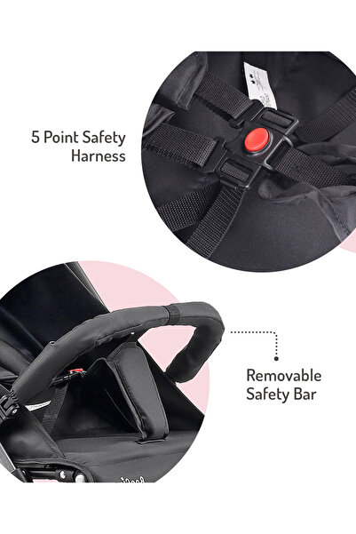 Bonfino Duo Tag Stroller, 0+ Months, Adjustable Backrest, 360 Swivel Wheels - Black