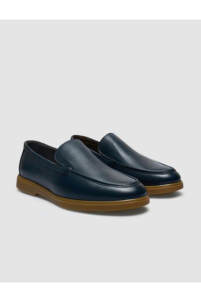 Cabani 100% Genuine Leather Navy Blue Men's Loafer