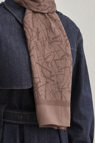 Armine Tensel-Silk Shawl - Μοτίβο γραμμής - BFATN3 - 32104 - Ανοιχτό καφέ