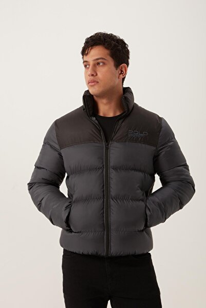 Polo State Ανδρικό καπνιστό παλτό με μακρύ γιακά με φερμουάρ