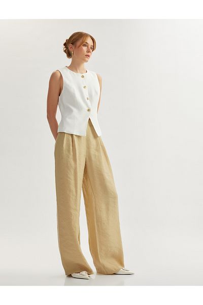 Koton Pleat Detailed Pocketed Comfortable Fit Wide Leg Palazzo Pants