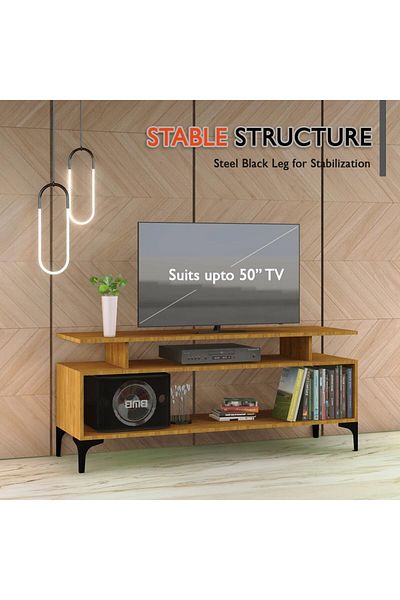 Mahmayi Modern TV Stand, Support Upto 50-Inch TV Media Console with 2 Storage Shelfs-Zabrano