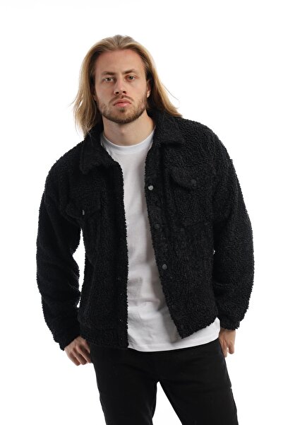 Polo State Jachetă pentru bărbați, ondulată, cu închidere automată, neagră