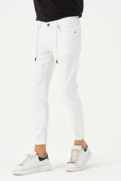 Polo State Men's Elastic Skinny Fit Jeans White