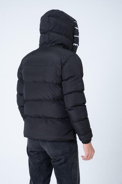 Polo State Ανδρικό πουπουλένιο μπουφάν με κουκούλα Age Of State με τύπωμα μαύρο