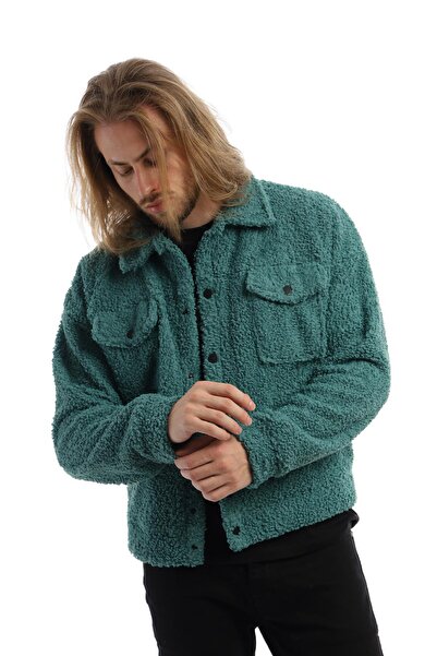 Polo State Ανδρικό σγουρό βελούδινο μπουφάν με κουμπωτό κλείσιμο