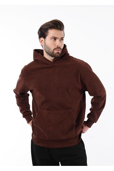 Madmext Ανδρικό φούτερ Bitter Brown με κουκούλα με λεπτομέρεια φλις 7093
