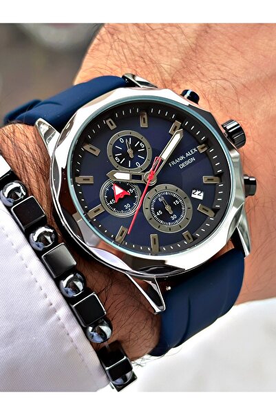 Frank Alex LACİVERT KADRANLI LACİVERT TAKVİMLİ SİLİKONLU ERKEK KOL SAATİ