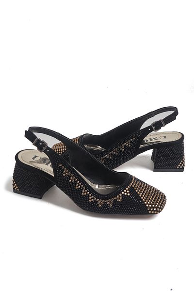 StWenn Pantofi de rochie de seară cu bijuterii ultra lux cu toc pătrat scăzut