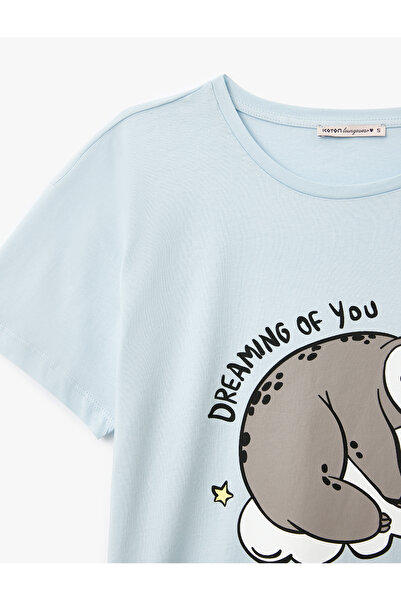 Koton Pamut nyomott rövid ujjú, nyakú rövidnadrág pizsama szett