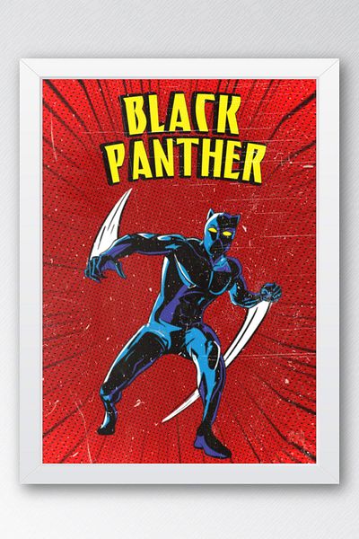 Saturn Pictură înrămată Black Panther - Poster cu design de benzi desenate Marvel