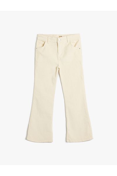 Koton 5Wkg40035Aw 010 Ecru Girls' Woven Trousers