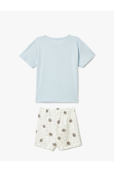 Koton Set de pijamale cu mânecă scurtă cu imprimeu din bumbac, cu pantaloni scurți