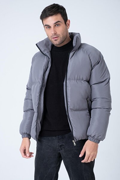 Polo State Men's Raglan Sleeve Stand Collar Age Of State Printed Coat Smoked